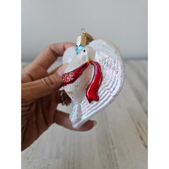 Old world OWC Peace Dove bird glitter ornament glass Xmas tree - Picture 2 of 8